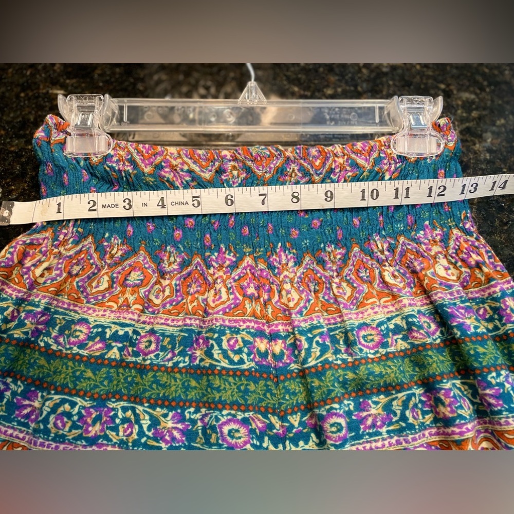BOHO HIPPIE teal, purple, orange & cream pants wideleg, elastic waist & pockets! - Picture 9 of 9